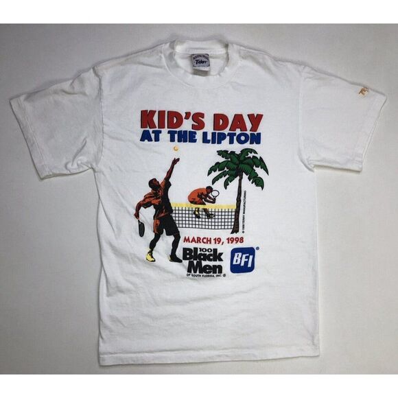 VINTAGE Kids Day The Lipton 1998 Tennis T-shirt Men Medium 90s Single Stitch - Picture 1 of 7